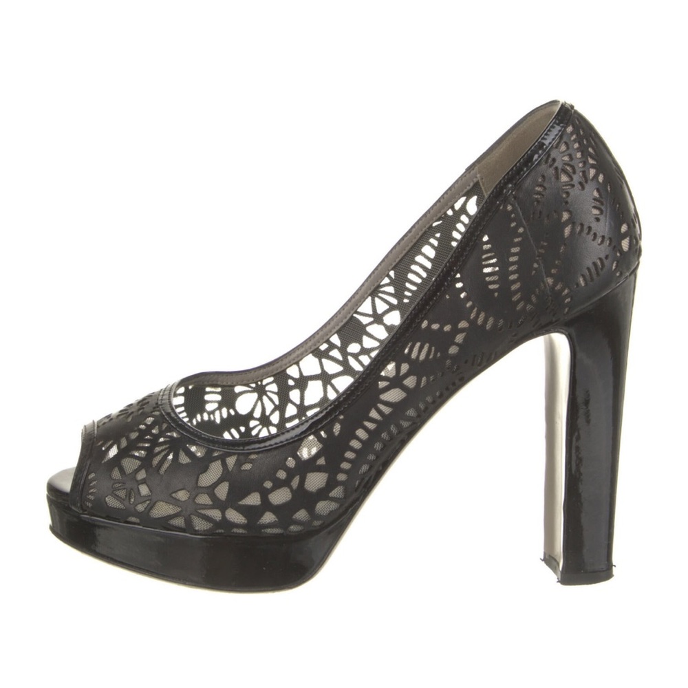 VALENTINO black laser-cut leather with mesh backing